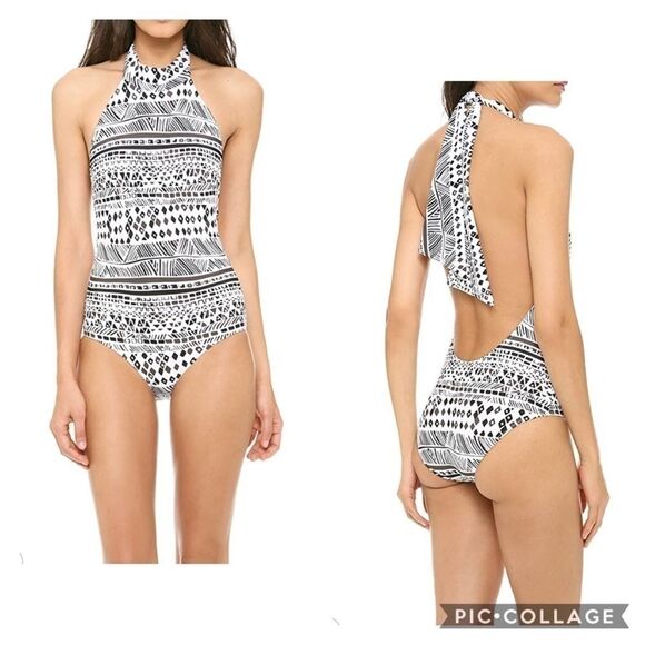 New Rachel Pally Gia Maillot Print High Neck Swim - Picture 1 of 11